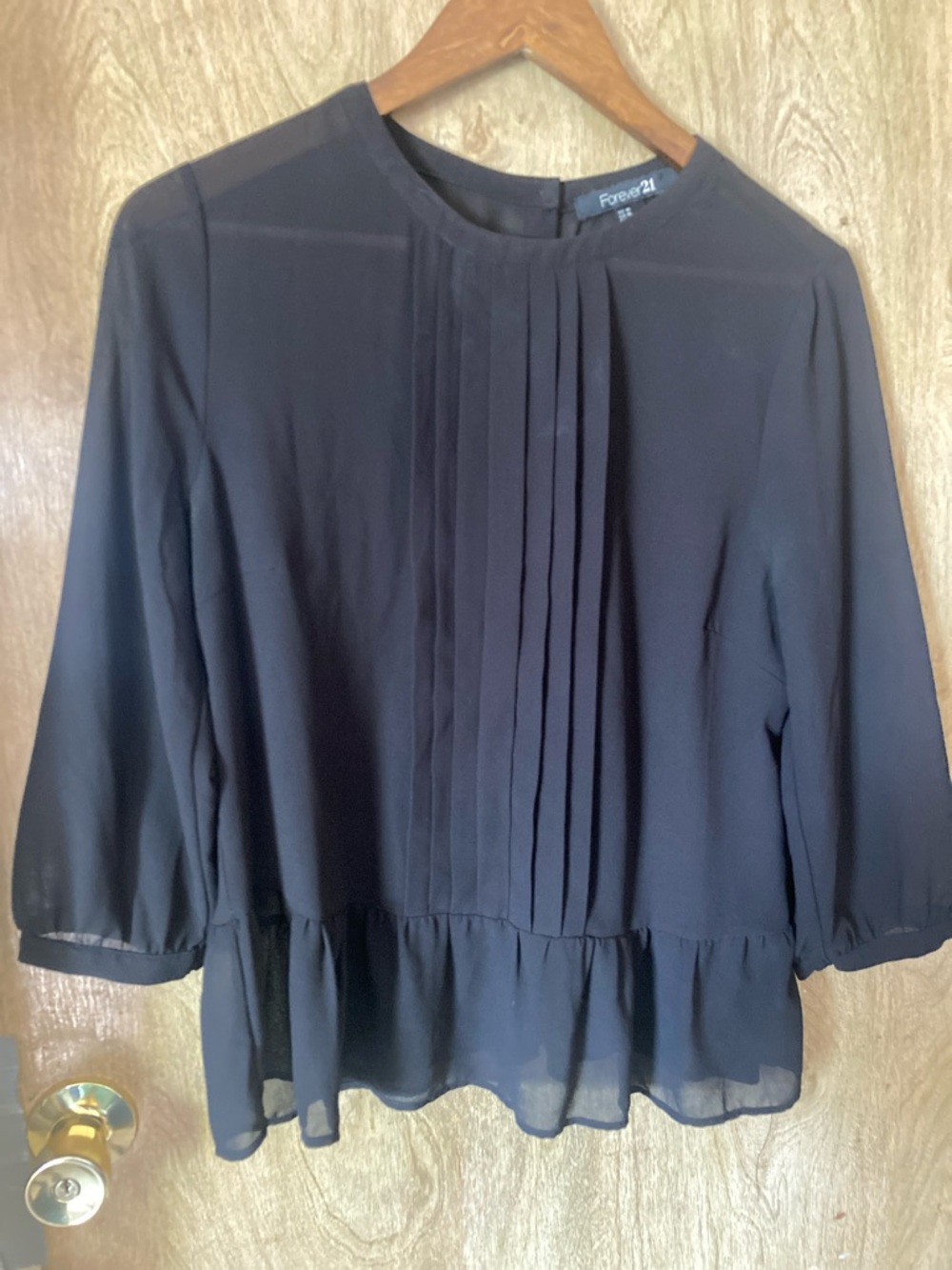 Forever 21 Black Pleated Peplum Top